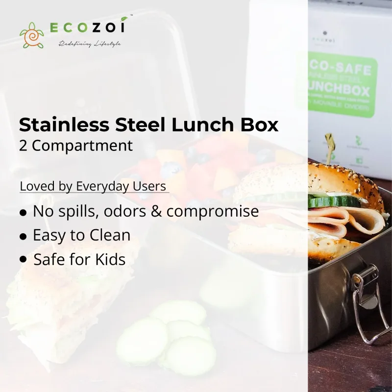 Stainless Steel Leak-Proof Lunch Box, 2 Compartment, 50 oz