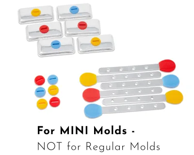 6 Reusable Steel Sticks + 6 Lids + 12 Silicone Seals - for Ecozoi Square MINI Popsicle Molds