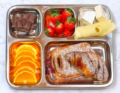 Tallerkener i rustfrit stål til middag, genanvendelige, 5 rum, 2-pak