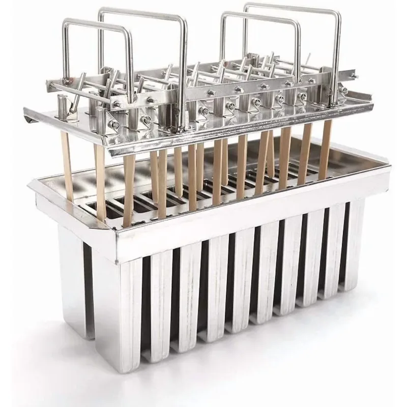 Ecozoi Stainless Steel Popsicle Molds with Sticks, Reusable, Bamboo, 50 Count, 20 Square
