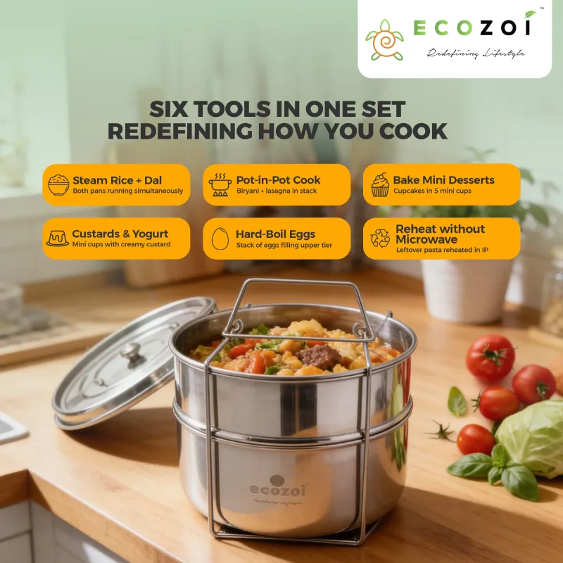 Tabuleiros para Instant Pot, 2 níveis para panelas de pressão de 6 Qt / 8 Qt com 5 copos mini para cozer