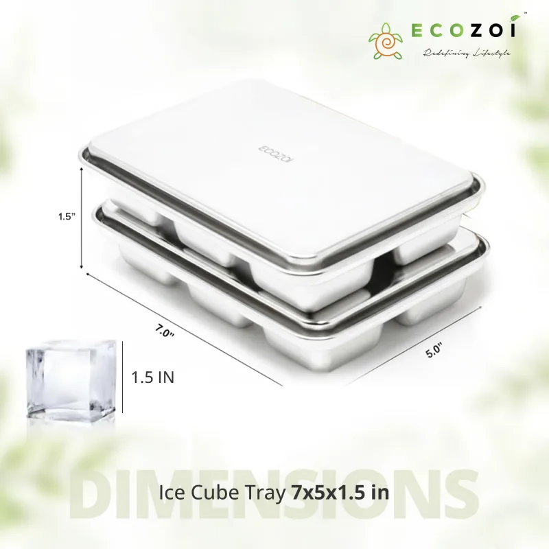 Stainless Steel Ice Cube Trays, with Lids, 4 Pack, 24 Large Ice Cubes
