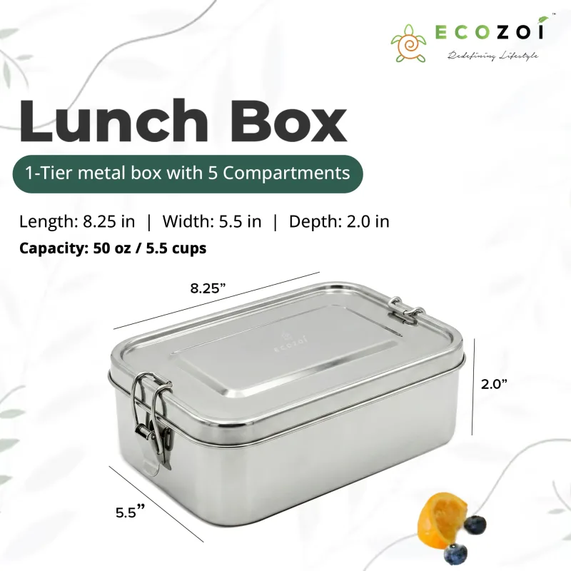 Szczelna stalowa nierdzewna śniadaniówka Bento, 5 przegródek, 50 oz