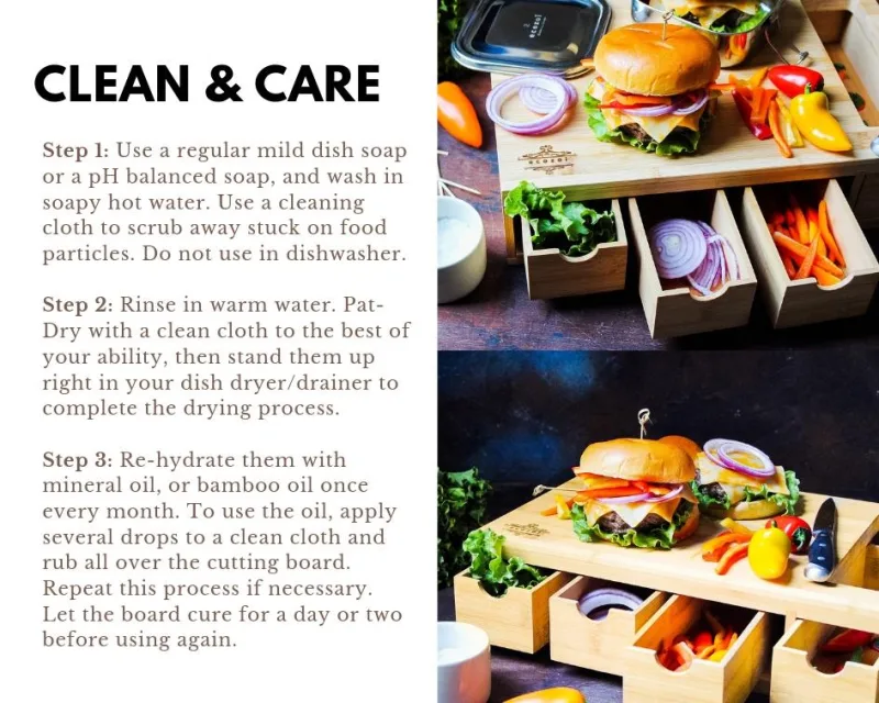 Bamboo Cutting Board with 4 Organizing Trays and 2 Graters