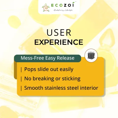 Ecozoi Stainless Steel Ice Pop Molds and Rack, Ice Cream Molds with Reusable Stainless Steel Sticks