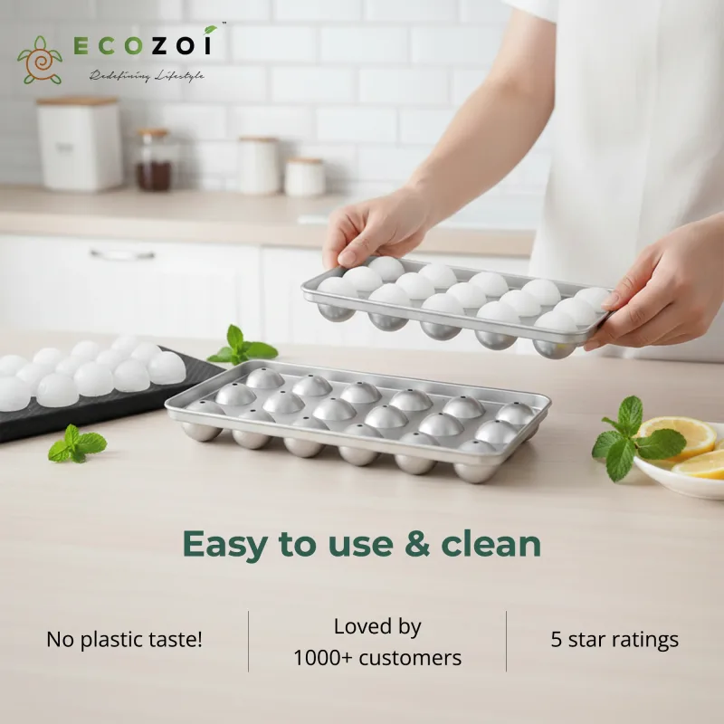 Ecozoi Stainless Steel 72 Small Round Ice Cube Trays, Stackable, 4 Pack, 8 in x 4 in x 1 in
