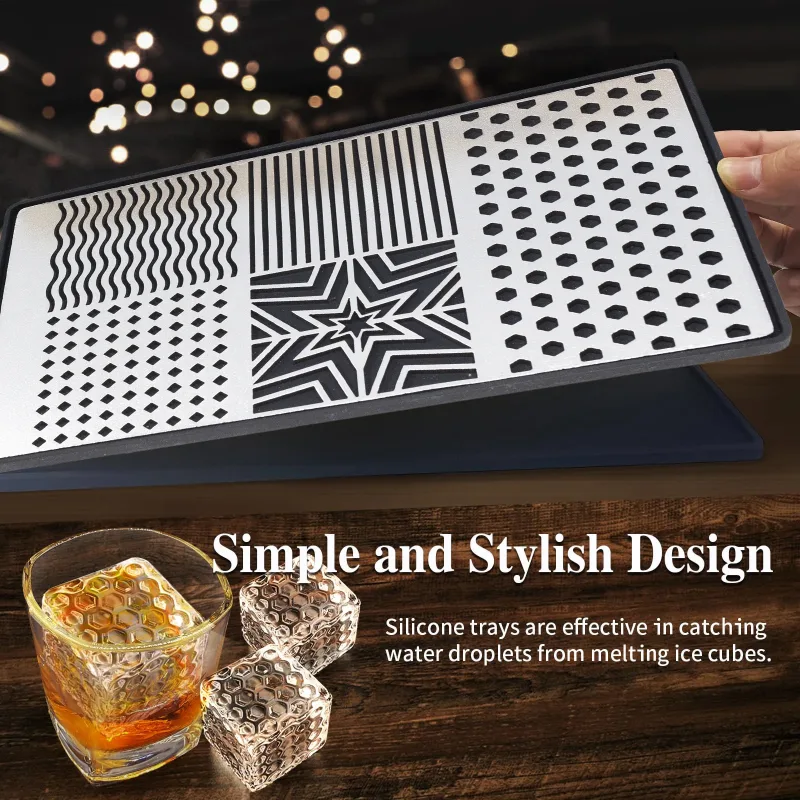 Ecozoi Nampan Stempel Es Batu Stainless Steel, dengan Cetakan Es Batu Silikon dan Penjepit
