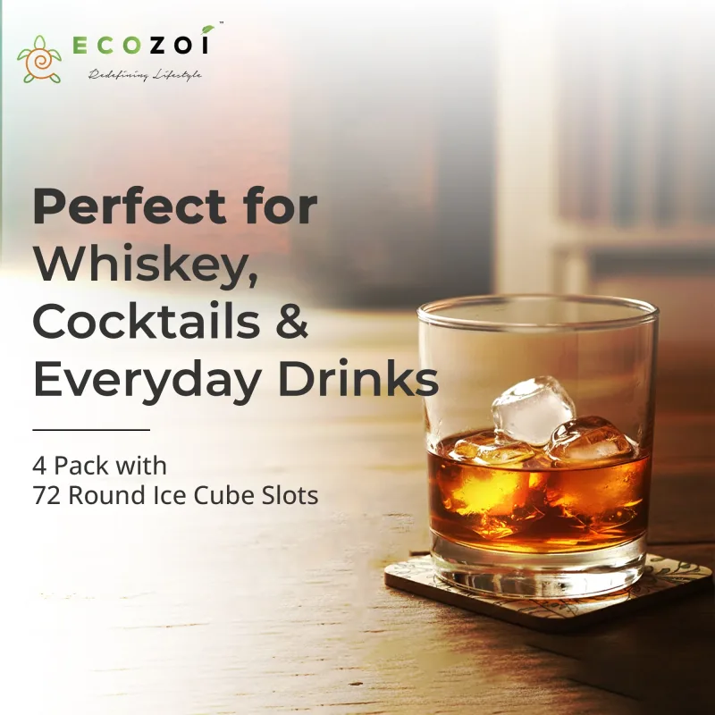 Ecozoi Stainless Steel 72 Small Round Ice Cube Trays, Stackable, 4 Pack, 8 in x 4 in x 1 in