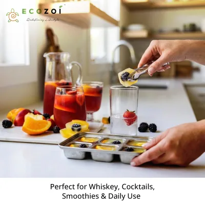 Stainless Steel Ice Cube Trays, with Lids, 4 Pack, 24 Large Ice Cubes