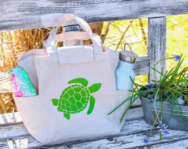 Canvas Cotton Lunch Bag with Storage Pockets, Plastic-Free