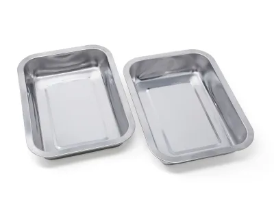 Nampan Stainless Steel, Set 2 untuk Talenan Bamboo