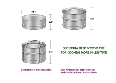 Tabuleiros para Instant Pot, 2 níveis para panelas de pressão de 6 Qt / 8 Qt com 5 copos mini para cozer