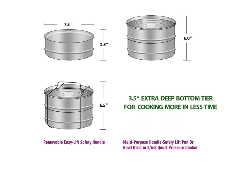 Tabuleiros para Instant Pot, 2 níveis para panelas de pressão de 6 Qt / 8 Qt com 5 copos mini para cozer